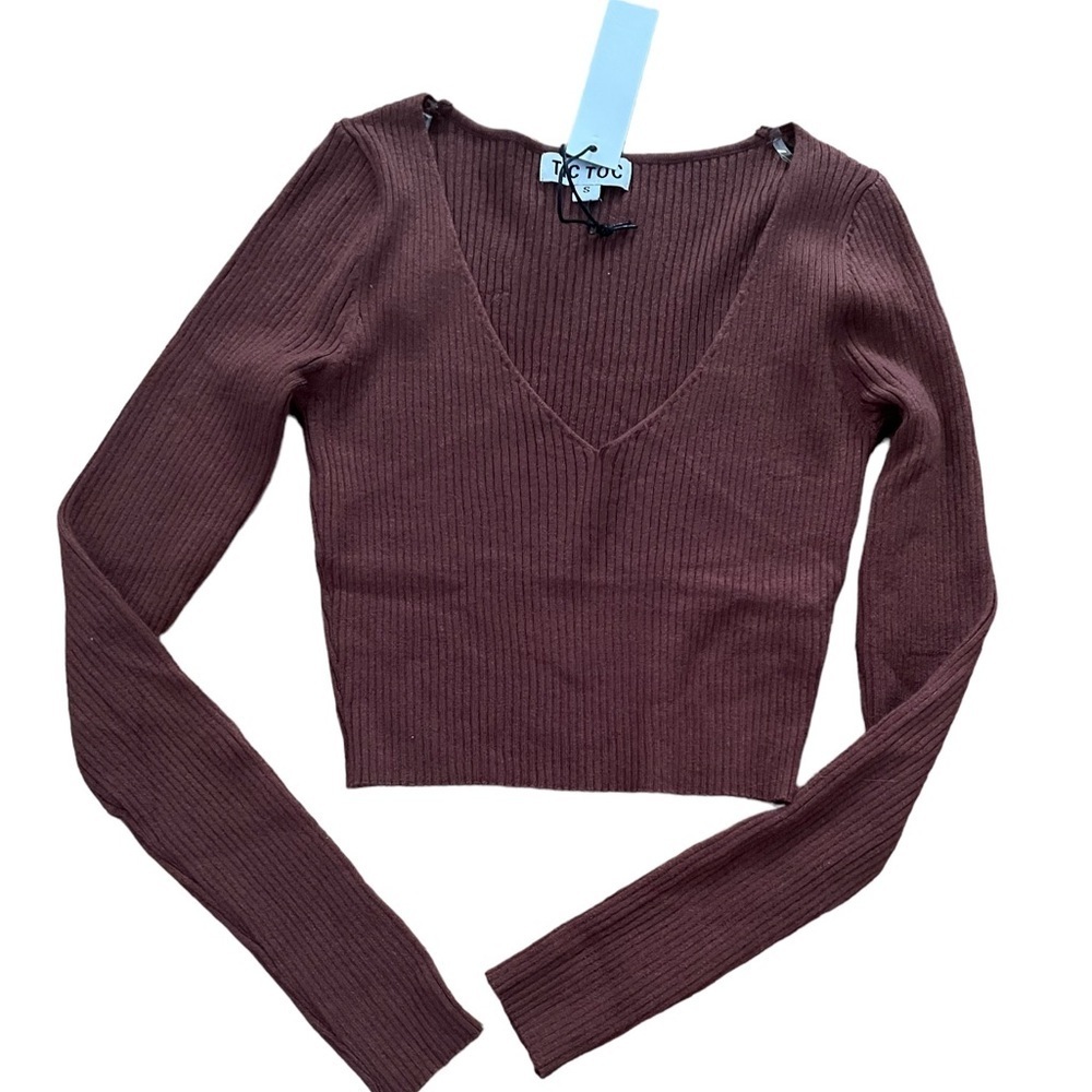 Long sleeve V-Neck Ribbed Top